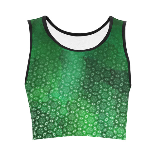 Ombre Green Abstract Forest Women's Crop Top (Model T42)