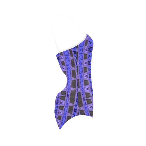 Blue Black Abstract Pattern Strap Swimsuit ( Model S05)