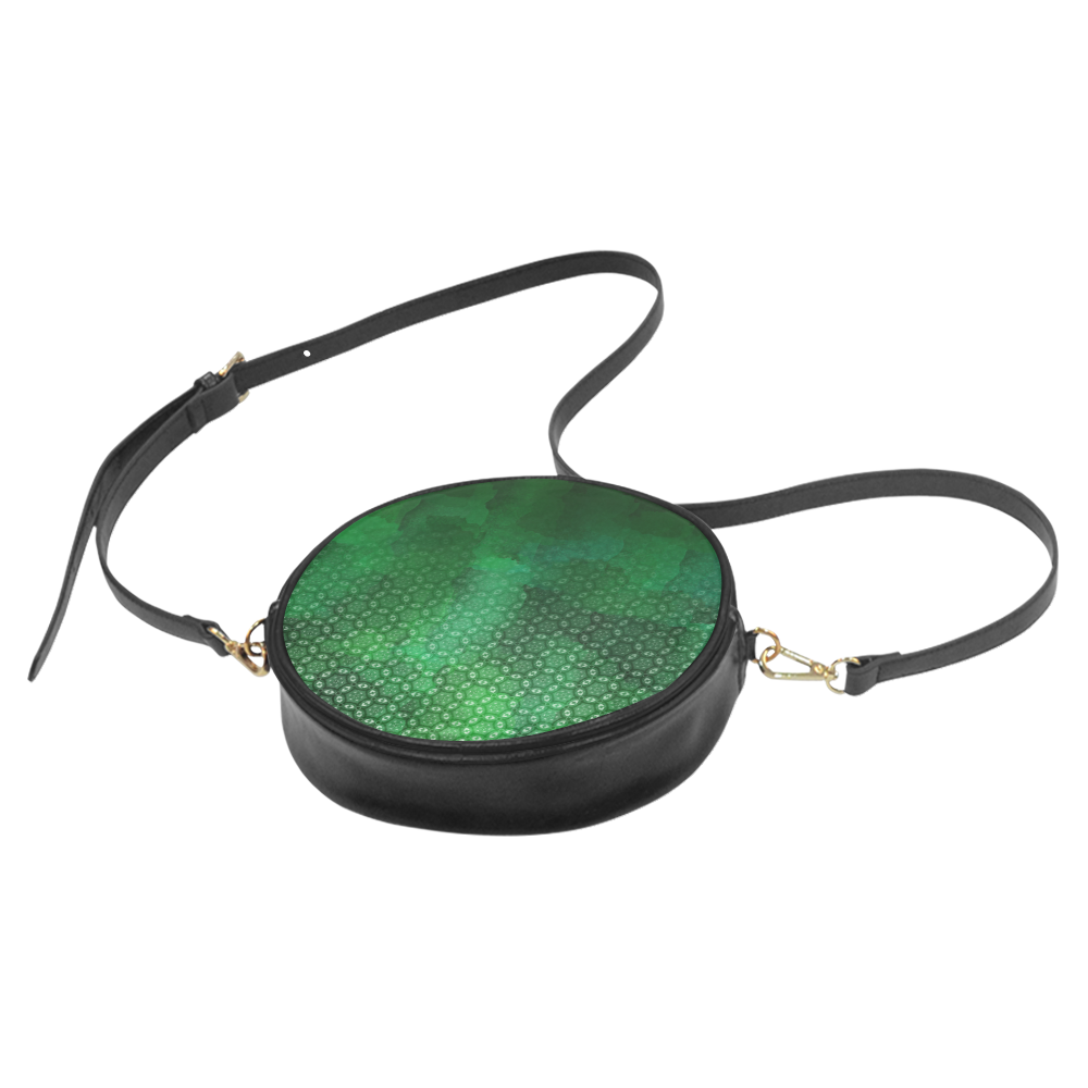 Ombre Green Abstract Forest Round Sling Bag (Model 1647)