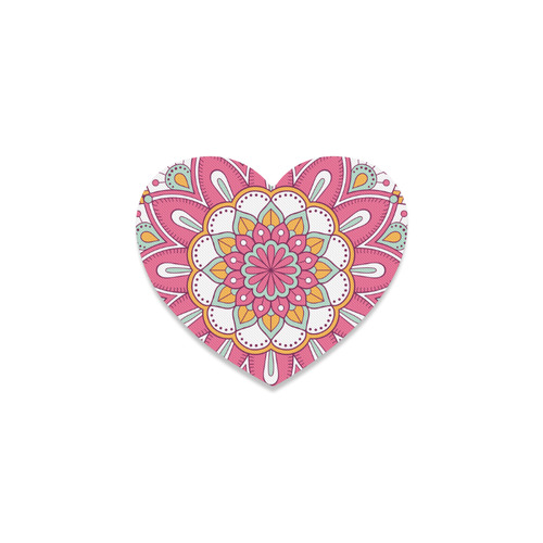 Pink Bohemian Mandala Design Heart Coaster