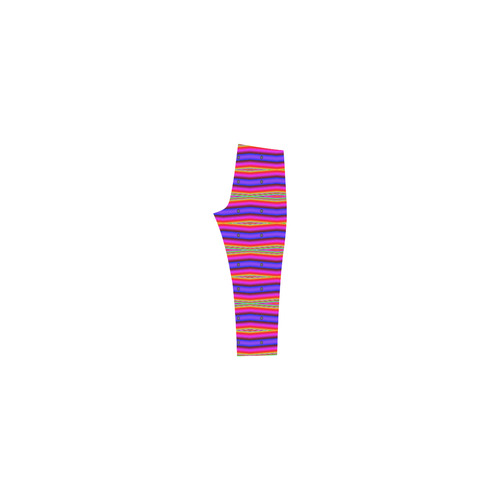 Bright Pink Purple Stripe Abstract Capri Legging (Model L02)