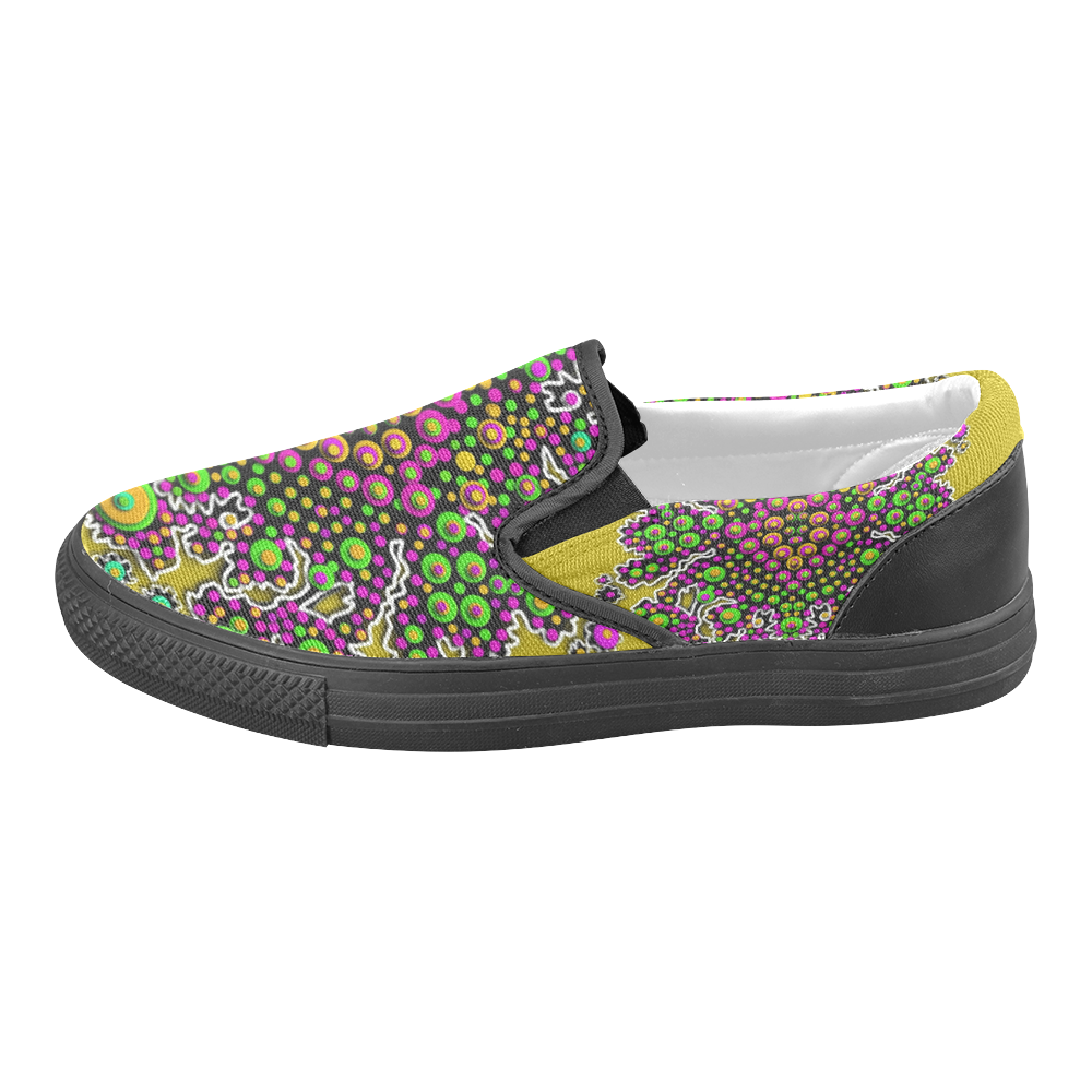 Fantasy flower peacock Mermaid with  pop art Women's Unusual Slip-on Canvas Shoes (Model 019)