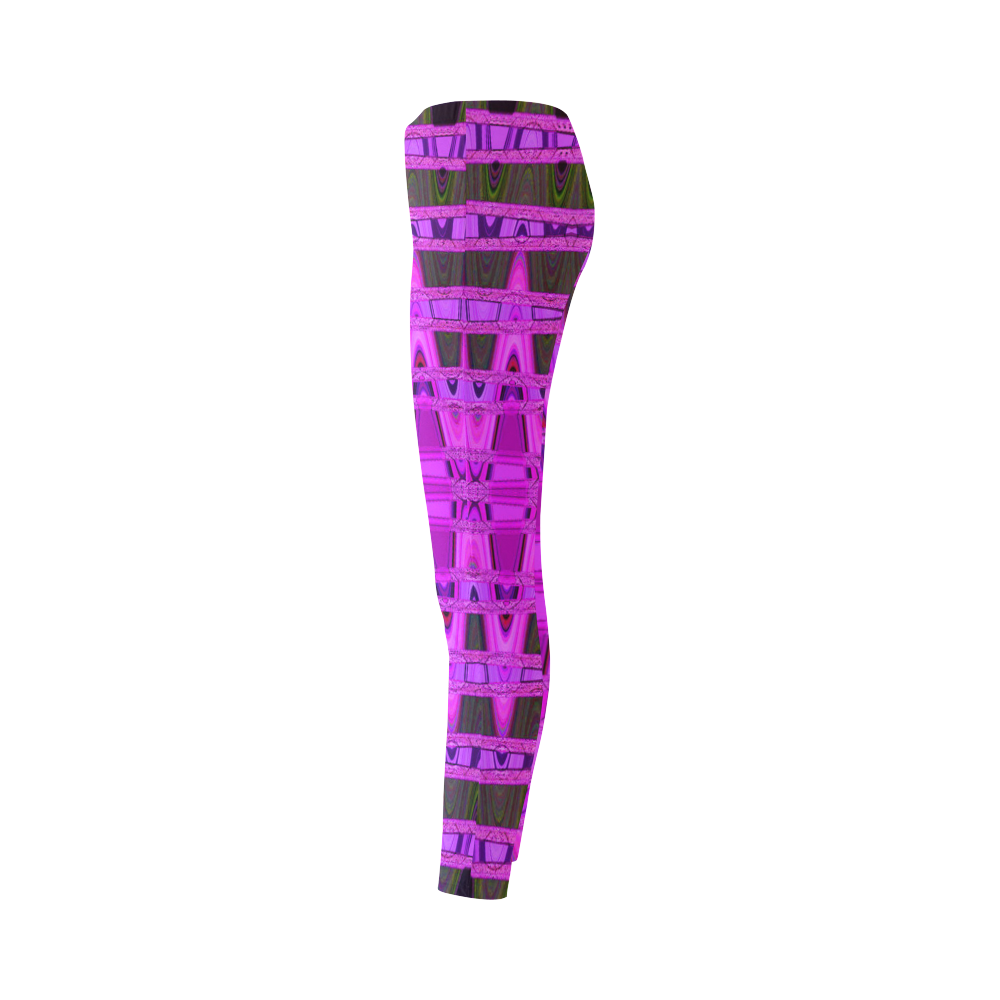 Bright Pink Black Abstract Pattern Cassandra Women's Leggings (Model L01)