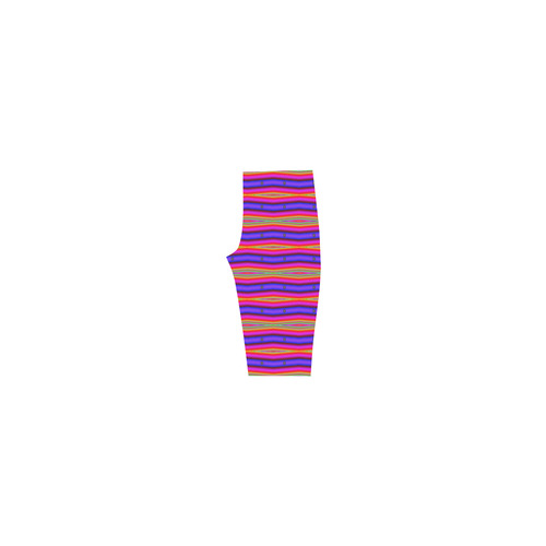 Bright Pink Purple Stripe Abstract Hestia Cropped Leggings (Model L03)