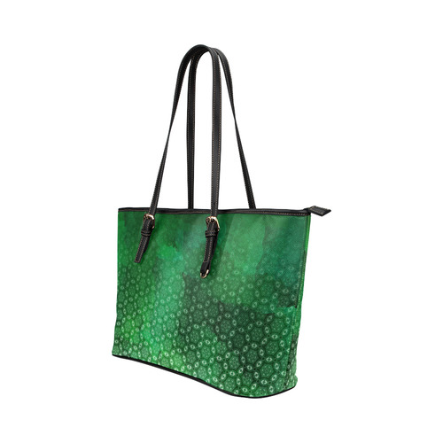 Ombre Green Abstract Forest Leather Tote Bag/Small (Model 1651)