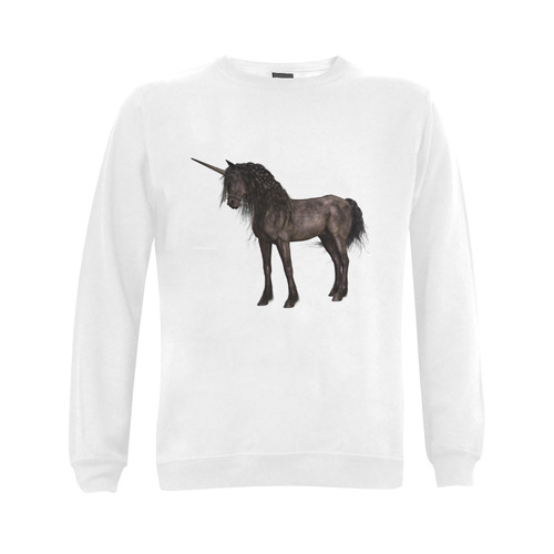 Dreamy Unicorn with brown grunge background Gildan Crewneck Sweatshirt(NEW) (Model H01)