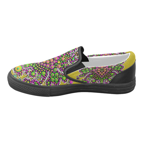 Fantasy flower peacock Mermaid with  pop art Women's Unusual Slip-on Canvas Shoes (Model 019)