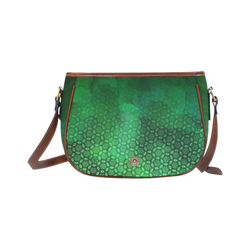 Ombre Green Abstract Forest Saddle Bag/Small (Model 1649) Full Customization