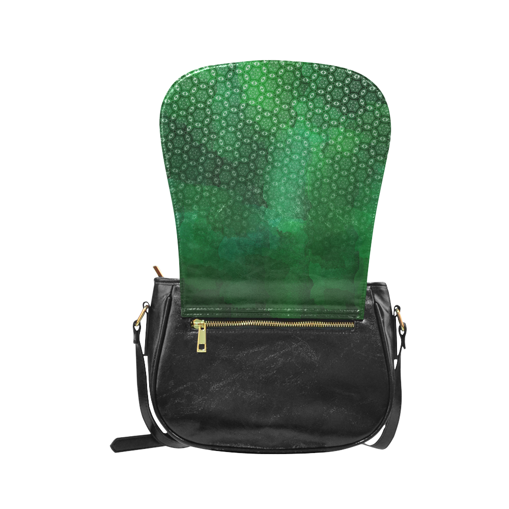 Ombre Green Abstract Forest Classic Saddle Bag/Small (Model 1648)