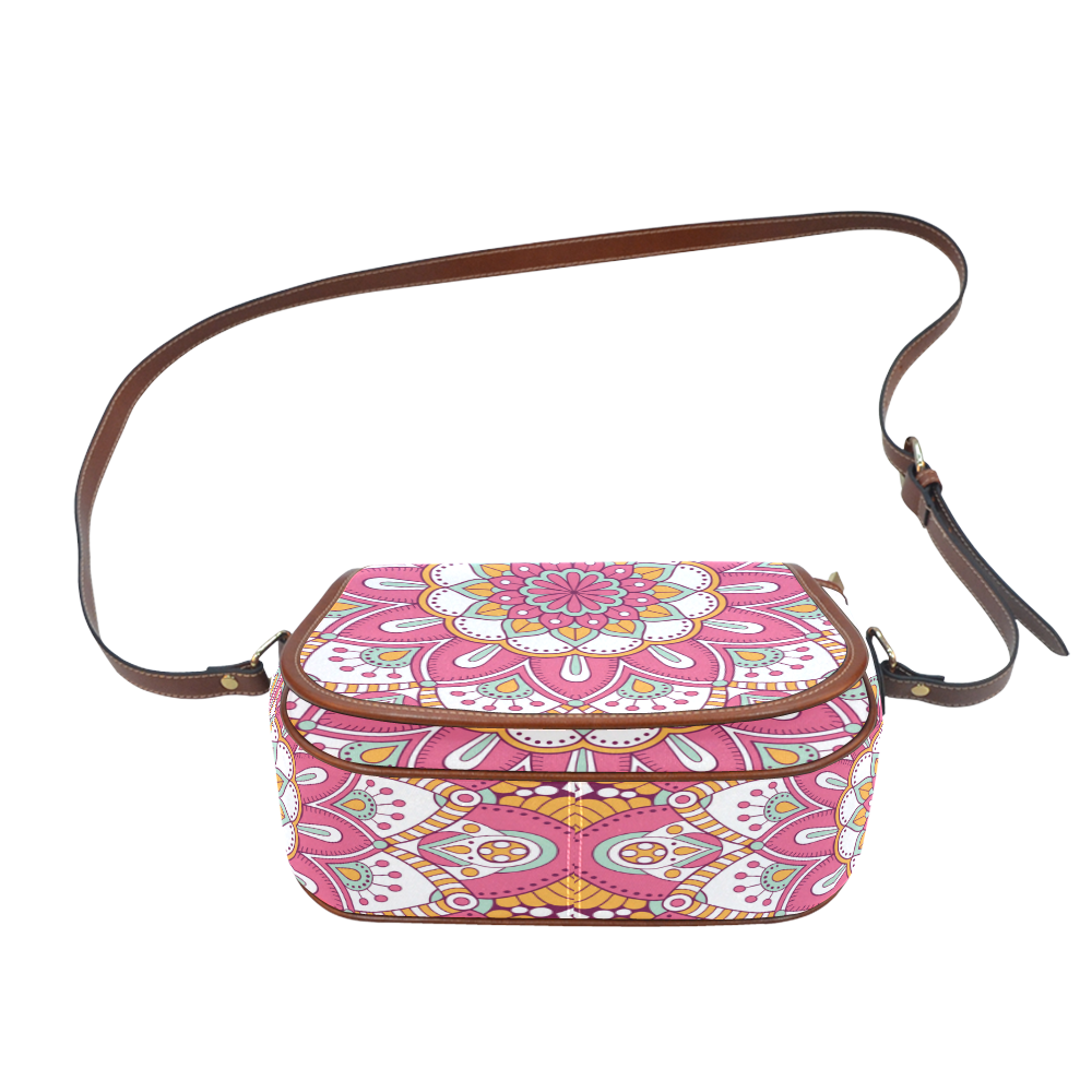 Pink Bohemian Mandala Design Saddle Bag/Large (Model 1649)