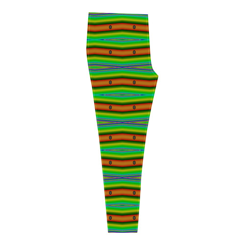 Bright Green Orange Stripes Pattern Abstract Cassandra Women's Leggings (Model L01)