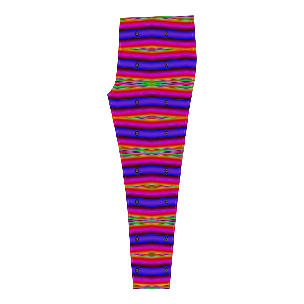 Bright Pink Purple Stripe Abstract Cassandra Women's Leggings (Model L01)