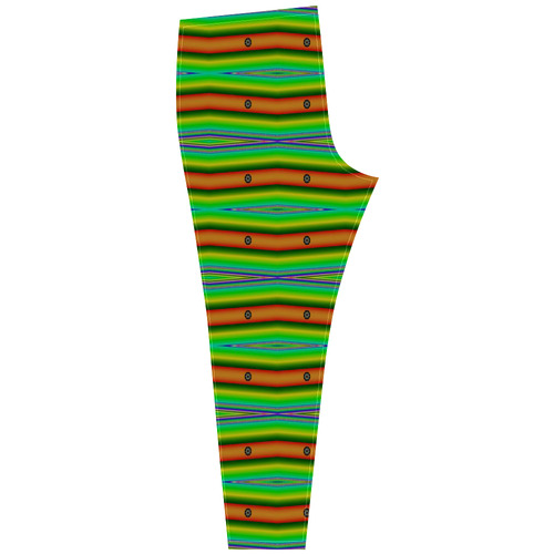 Bright Green Orange Stripes Pattern Abstract Cassandra Women's Leggings (Model L01)