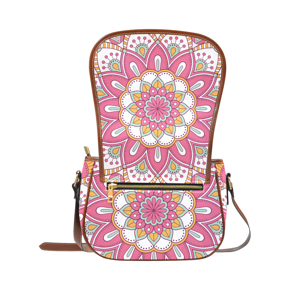 Pink Bohemian Mandala Design Saddle Bag/Large (Model 1649)