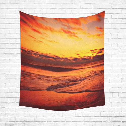 Stunning sunset on the beach 2 Cotton Linen Wall Tapestry 51"x 60"