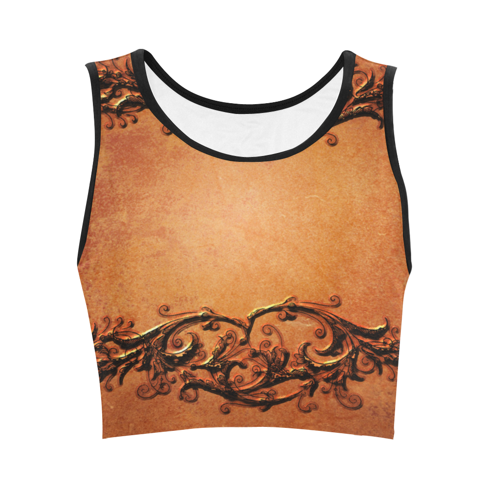 Decorative vintage design and floral elements Women's Crop Top (Model T42)