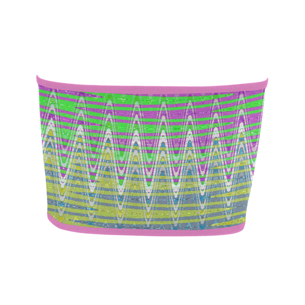 Colorful Pastel Zigzag Waves Pattern Bandeau Top