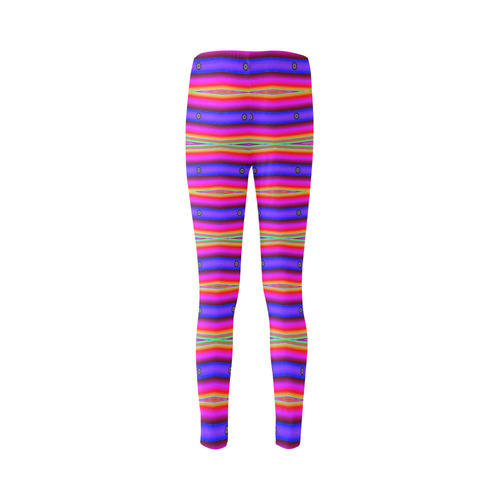 Bright Pink Purple Stripe Abstract Cassandra Women's Leggings (Model L01)