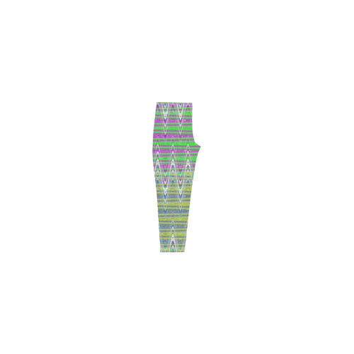 Colorful Pastel Zigzag Waves Pattern Capri Legging (Model L02)