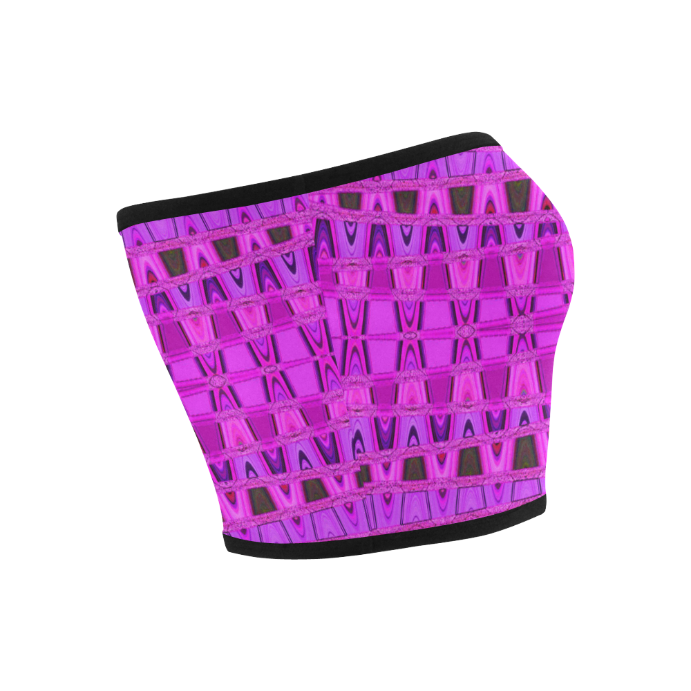 Bright Pink Black Abstract Pattern Bandeau Top