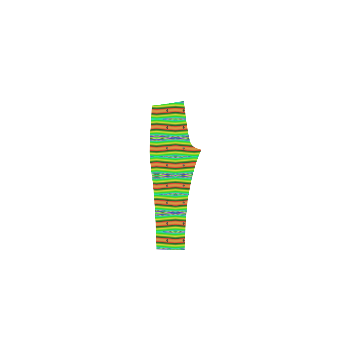 Bright Green Orange Stripes Pattern Abstract Capri Legging (Model L02)