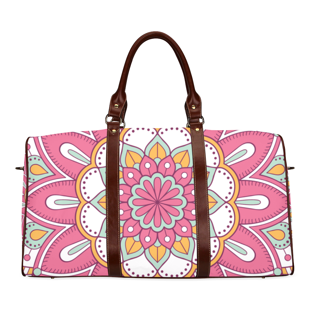 Pink Bohemian Mandala Design Waterproof Travel Bag/Large (Model 1639)