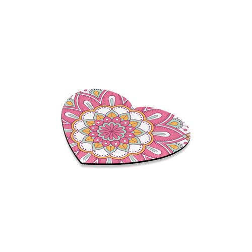 Pink Bohemian Mandala Design Heart Coaster