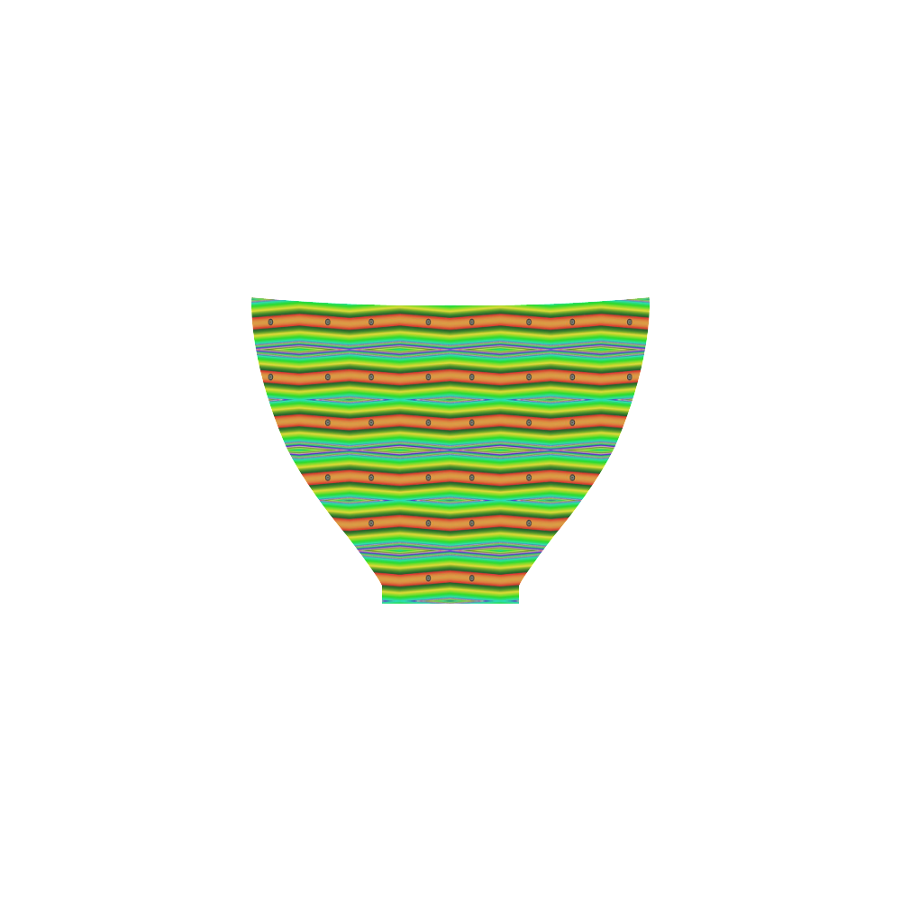 Bright Green Orange Stripes Pattern Abstract Custom Bikini Swimsuit