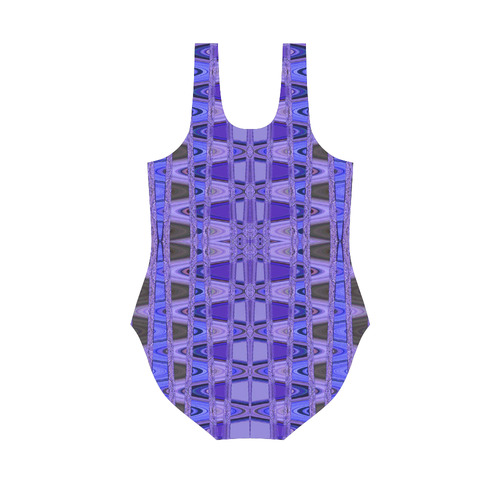 Blue Black Abstract Pattern Vest One Piece Swimsuit (Model S04)