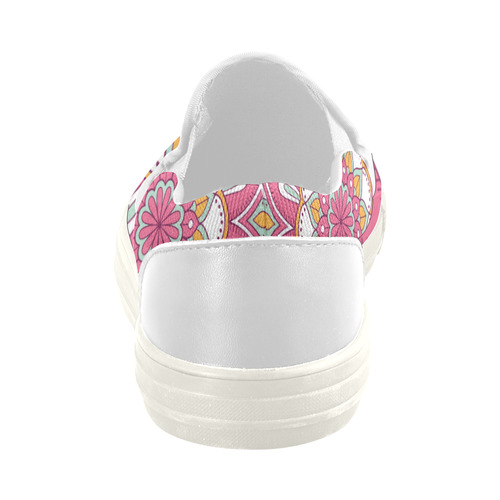 Pink Bohemian Mandala Design Women's Slip-on Canvas Shoes (Model 019)