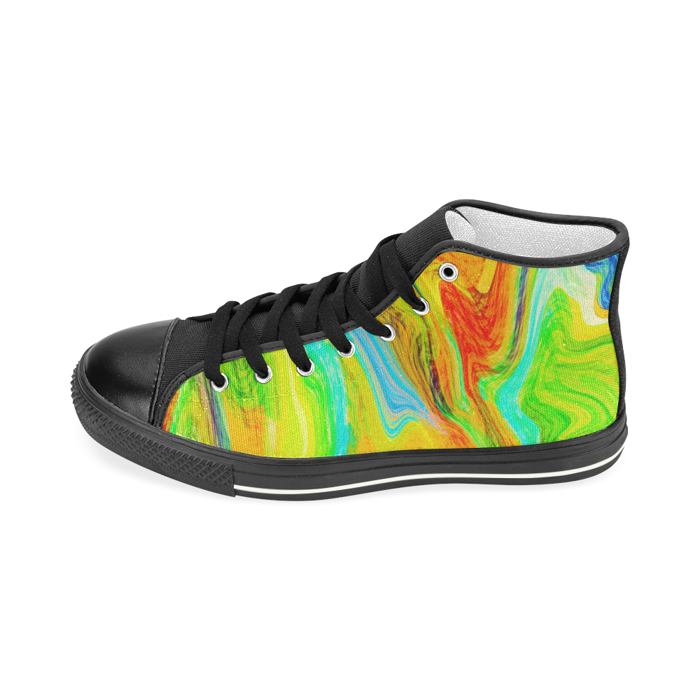 Happy Multicolor Painting Women's Classic High Top Canvas Shoes (Model 017)