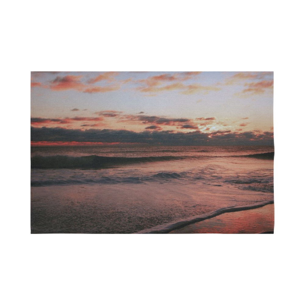 Stunning sunset on the beach 1 Cotton Linen Wall Tapestry 90"x 60"
