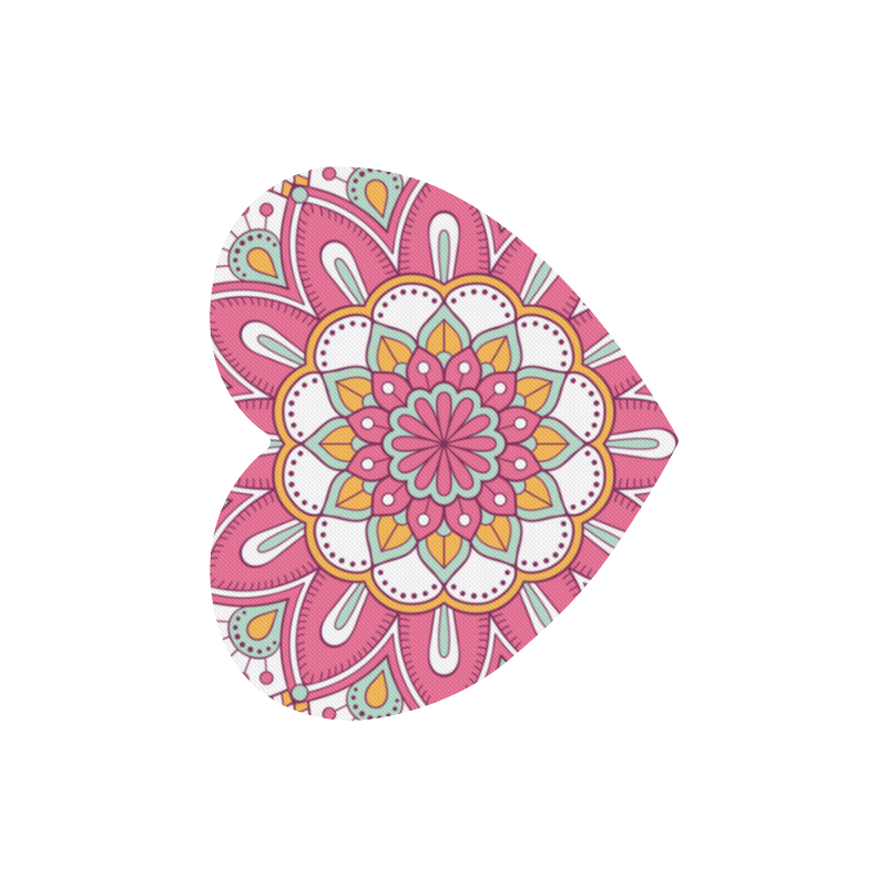 Pink Bohemian Mandala Design Heart-shaped Mousepad