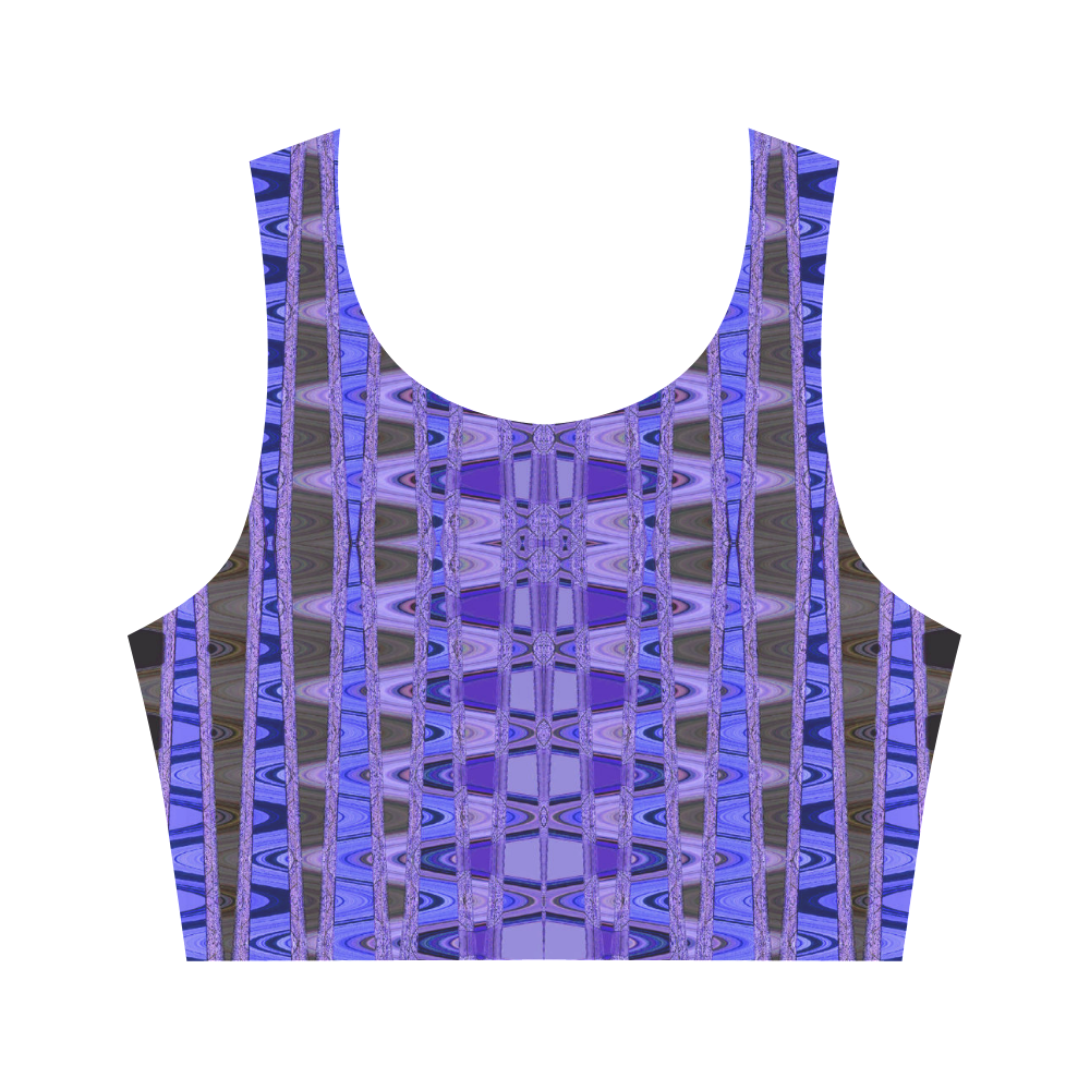 Blue Black Abstract Pattern Women's Crop Top (Model T42)