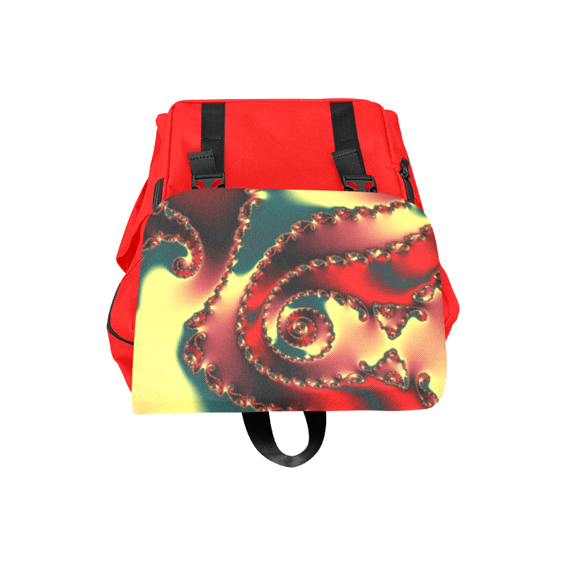 fractal green yellow black red spiral Casual Shoulders Backpack (Model 1623)