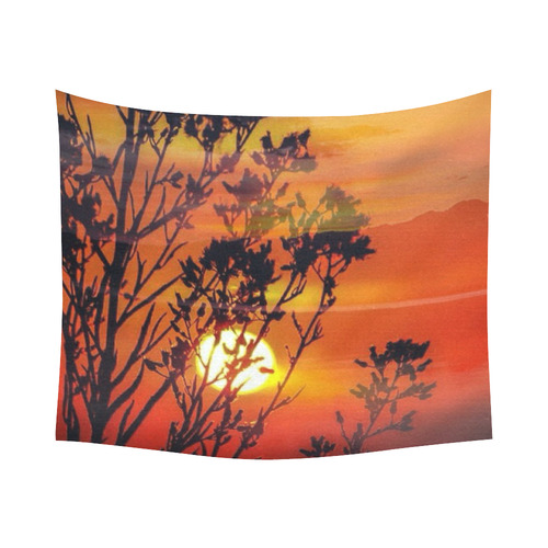 red sunset Cotton Linen Wall Tapestry 60"x 51"