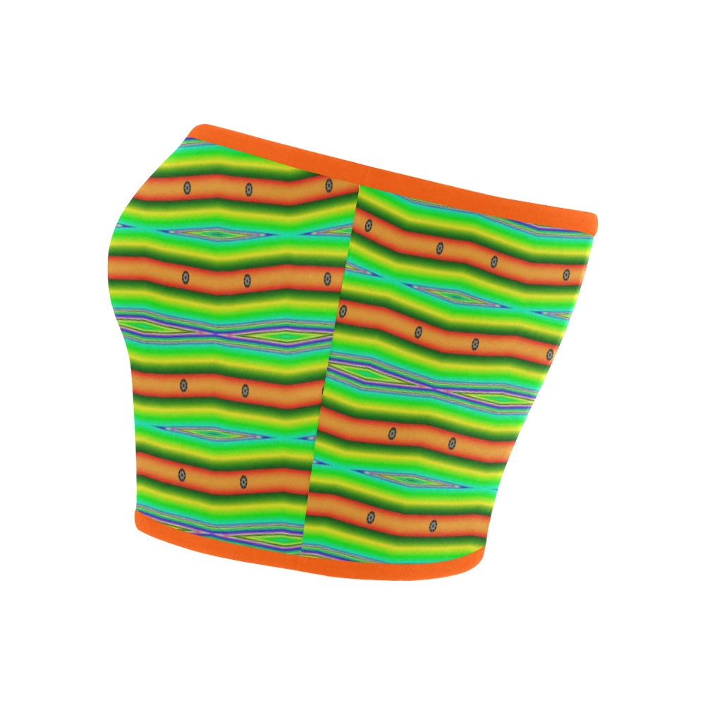 Bright Green Orange Stripes Pattern Abstract Bandeau Top