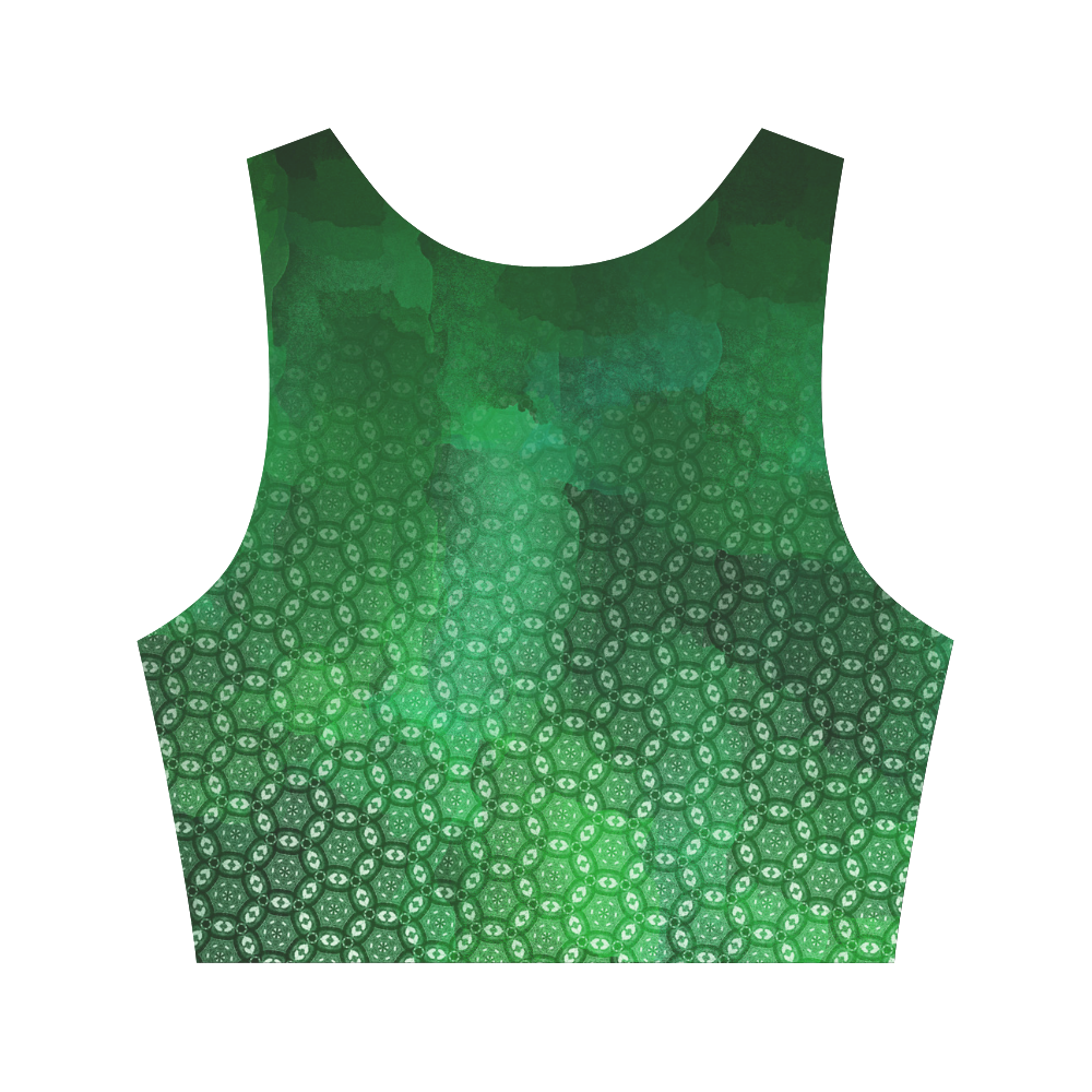 Ombre Green Abstract Forest Women's Crop Top (Model T42)