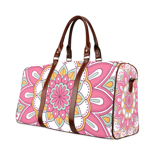 Pink Bohemian Mandala Design Waterproof Travel Bag/Large (Model 1639)