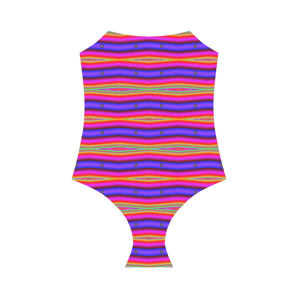 Bright Pink Purple Stripe Abstract Strap Swimsuit ( Model S05)