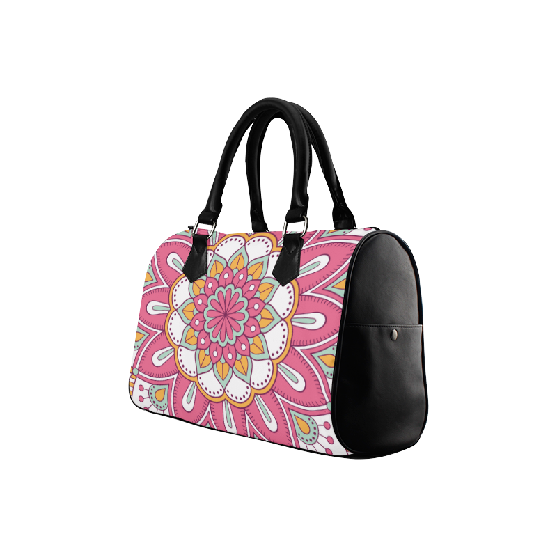 Pink Bohemian Mandala Design Boston Handbag (Model 1621)