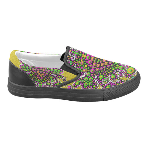 Fantasy flower peacock Mermaid with  pop art Women's Unusual Slip-on Canvas Shoes (Model 019)