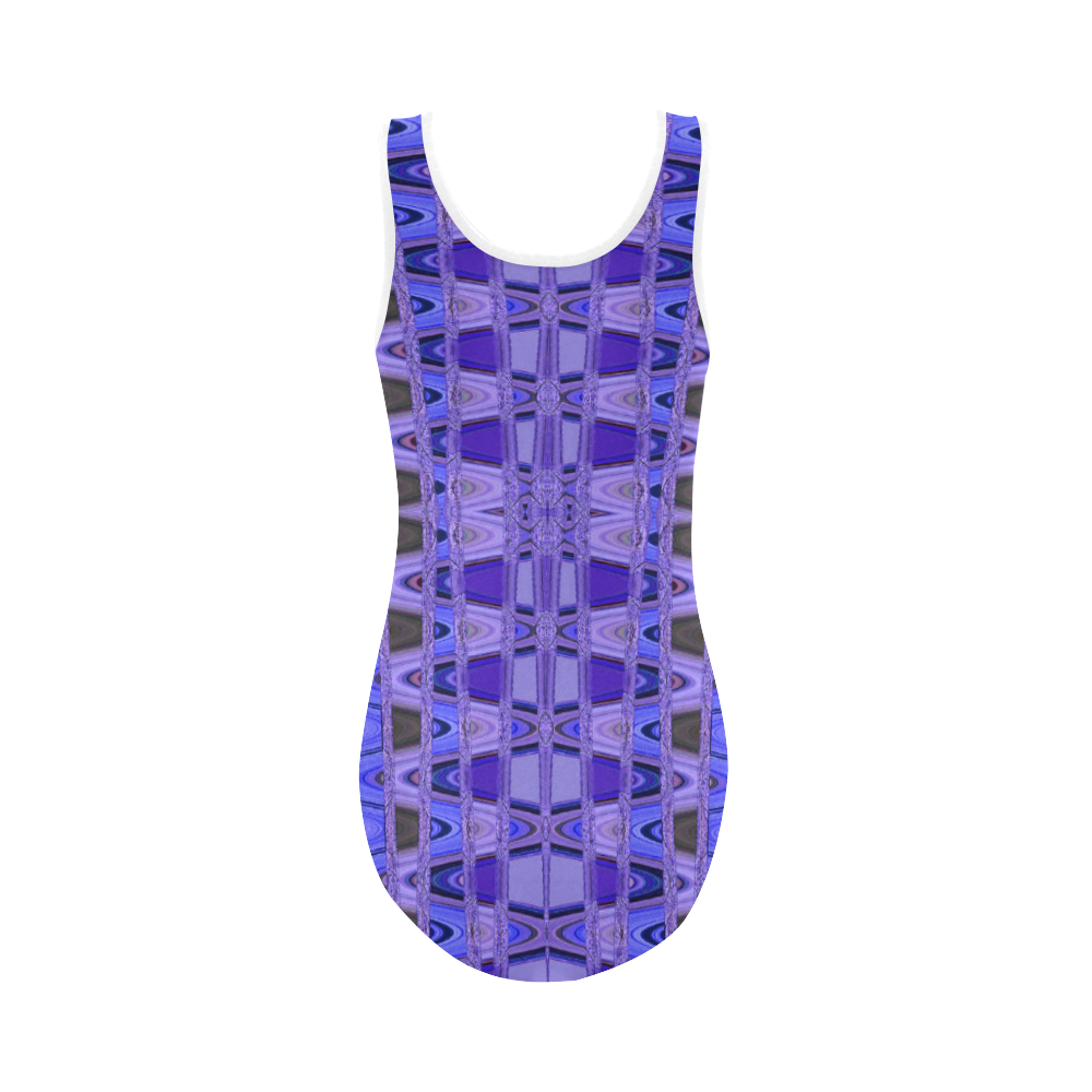 Blue Black Abstract Pattern Vest One Piece Swimsuit (Model S04)