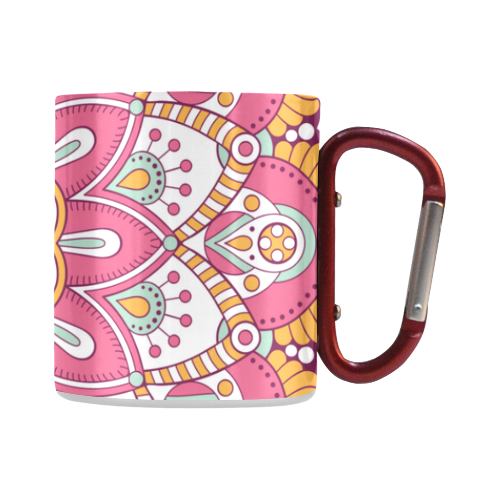 Pink Bohemian Mandala Design Classic Insulated Mug(10.3OZ)