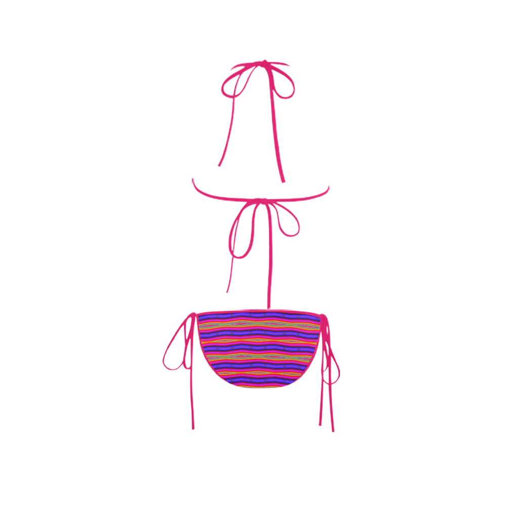 Bright Pink Purple Stripe Abstract Custom Bikini Swimsuit