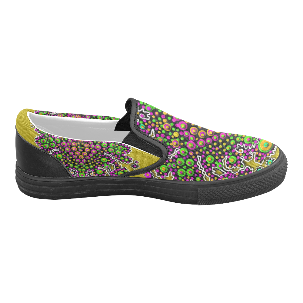 Fantasy flower peacock Mermaid with  pop art Women's Unusual Slip-on Canvas Shoes (Model 019)