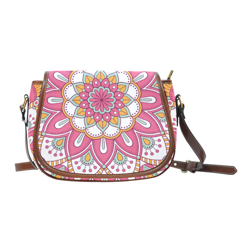 Pink Bohemian Mandala Design Saddle Bag/Large (Model 1649)