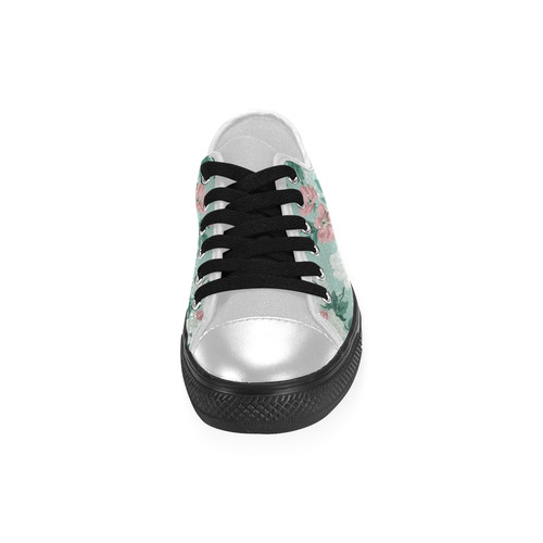 Vintage Watercolor Pink Rose Flower Print Canvas Shoes