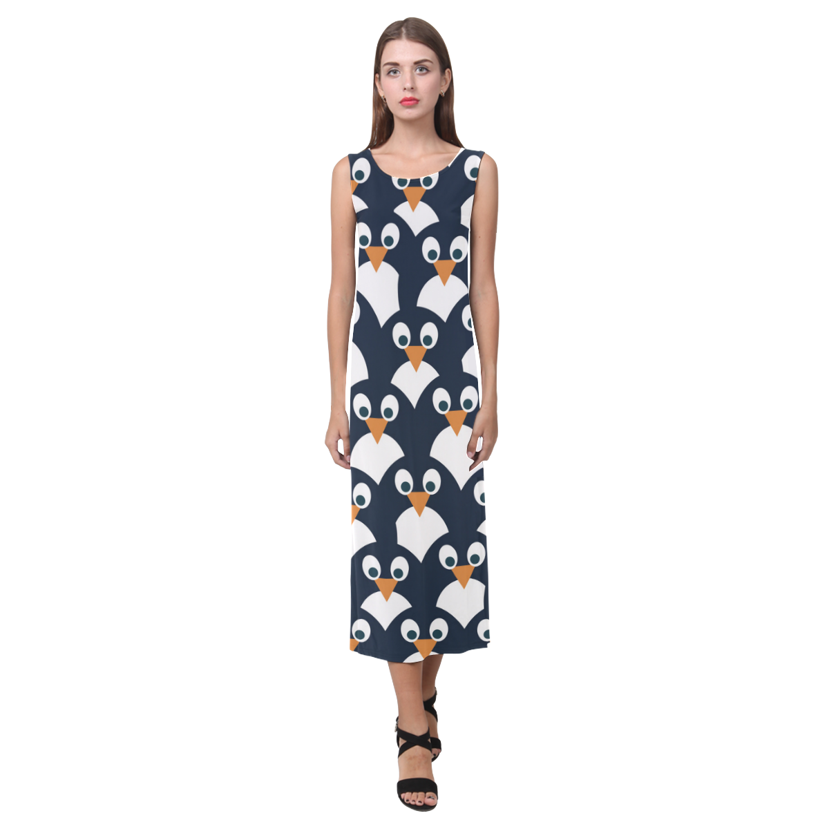 Penguin Pattern Phaedra Sleeveless Open Fork Long Dress (Model D08 ...