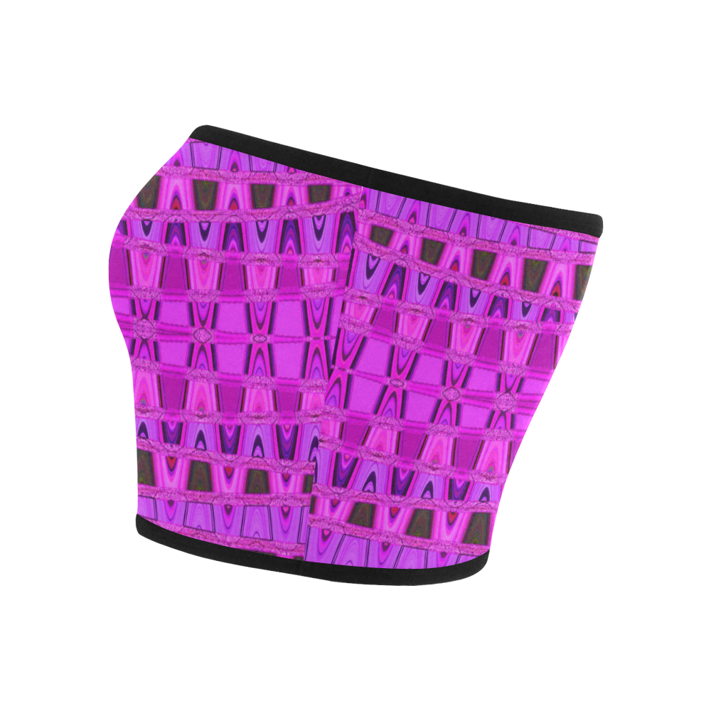 Bright Pink Black Abstract Pattern Bandeau Top